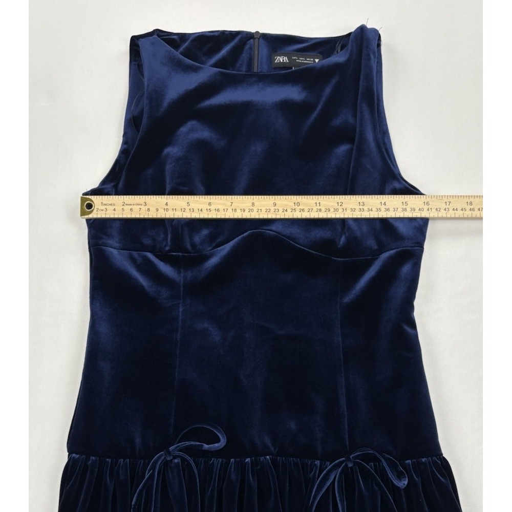 NWT ZARA Blue Velvet Mini Dress. Women's Size Large Homecoming Wedding - Picture 8 of 16